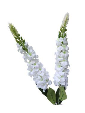 Artificial White Snapdragon Stems Set of 2 Tall Faux Flowers Centerpiece Decor
